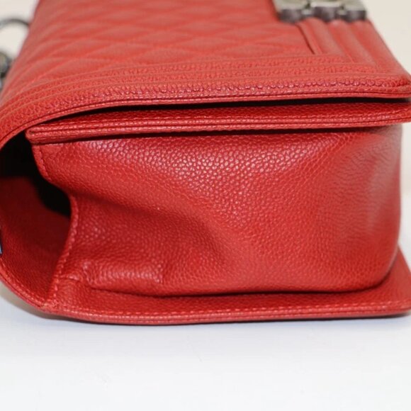 CHANEL Caviar Quilted Medium Boy Flap Dark Red 23141707 - Picture 13 of 16